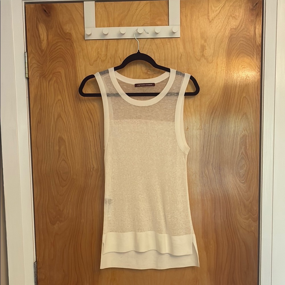 Comptoir Des Cotonniers White Cotton/Linen Sleeveless Tank Top